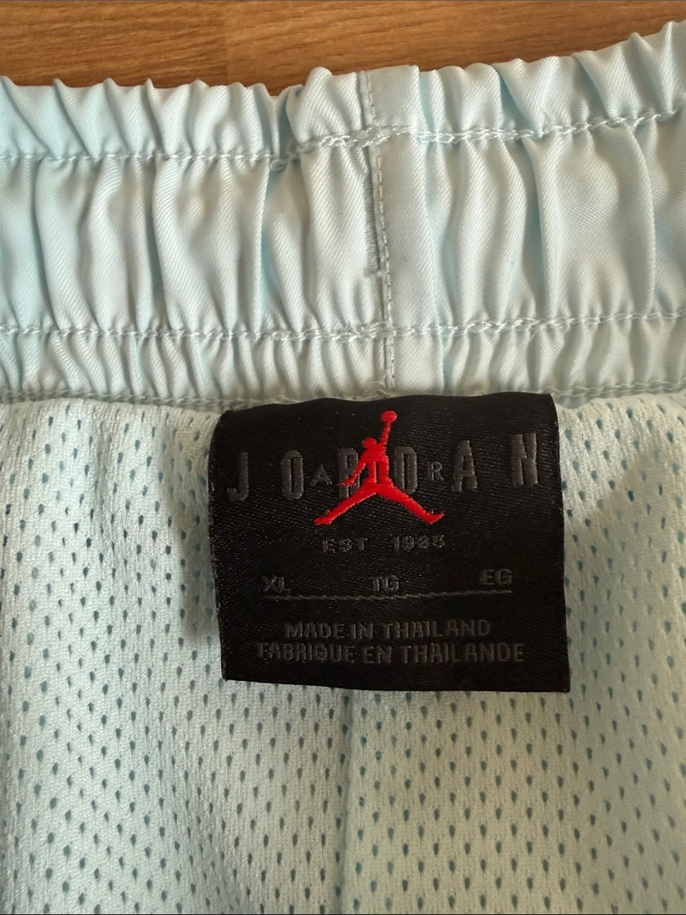 Jordan Essentials Glacier Blue Woven Lined Palm Tree Basketball Shorts Men’s XL